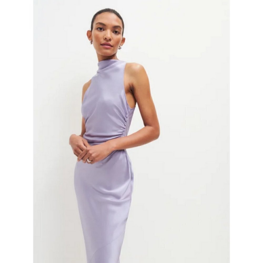 💕REFORMATION💕 Casette Silk Dress ~ Aura Lavender 10 NWT - Picture 3 of 15
